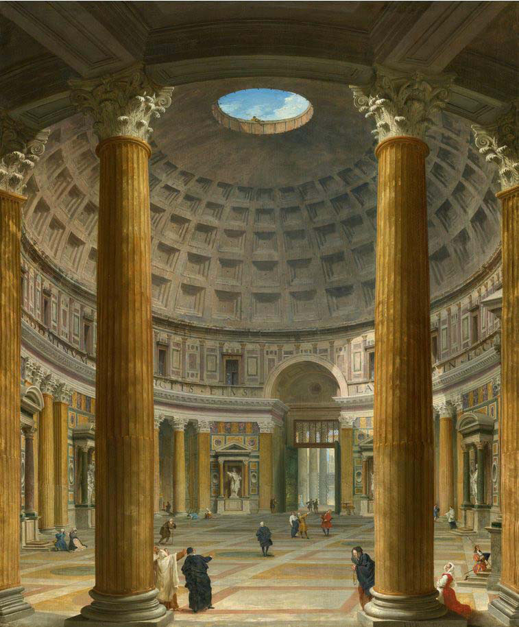rome the pantheon a view of the interior towards the piazza della rotonda